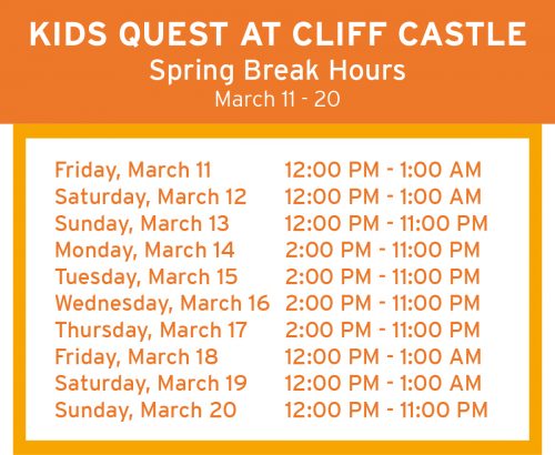 Cliff Castle Spring Break Hours