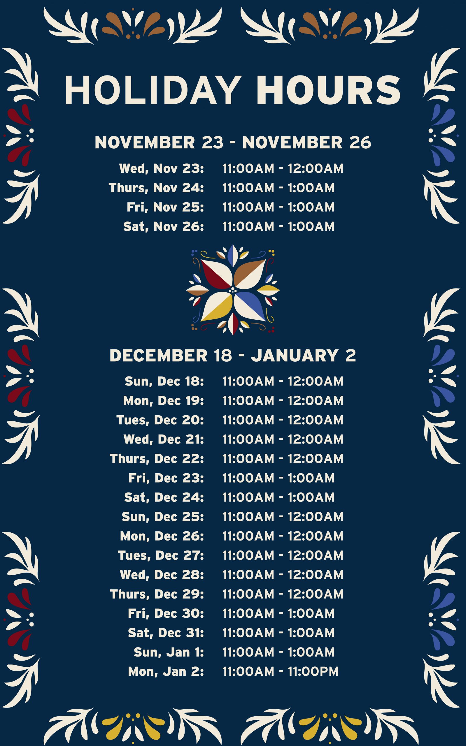 Green Valley Ranch Holiday Hours