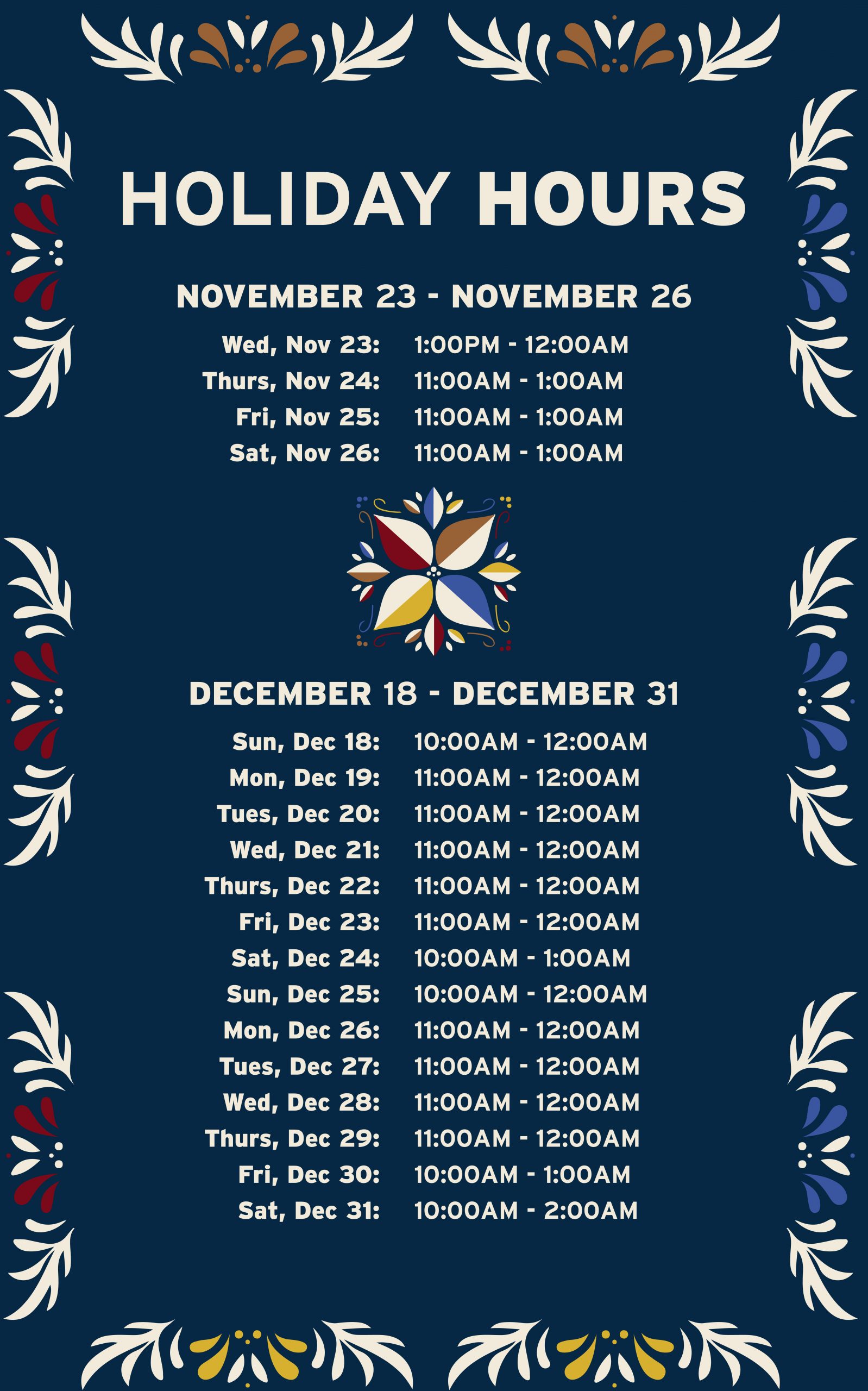 Northern Quest Holiday Hours 2022
